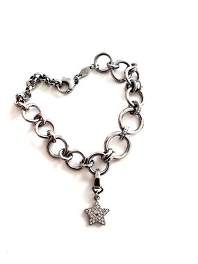 Fossil Silver Star Charm Link Bracelet